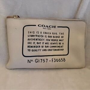 Coach Beige Pouch with Text Design